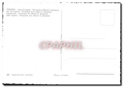 Gandria — Jezioro Lugano z Monte S. Salvatore — Wydawca A. Szwajcaria, n° 429 — Rewers