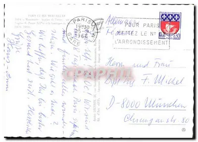 Montmartre — kerk van Sint-Pieter en basiliek van het Heilig Hart — uitgever André LECOMTE, n° 5104 — Achterkant