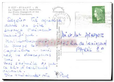 A Capela da Madeleine — os Montes Espanhóis e as Três Coroas — Élèce — Verso