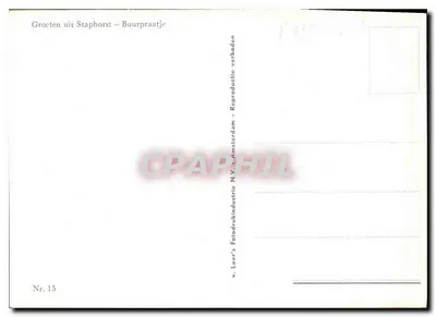 Scena życia w Staphorst — v. Leer's Fotodrukkindustrie N.V. — Nr. 15 — Rewers