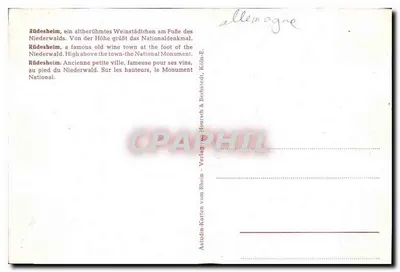 Rüdesheim am Rhein — widok portu z zamkiem — wydawca Astudin & Hoursch & Bechstedt — Rewers