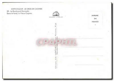 Côte d'Azur - Le Cros de Cagnes — 20, Boulevard Kennedy — Edities van Kunst Montluet — Achterkant