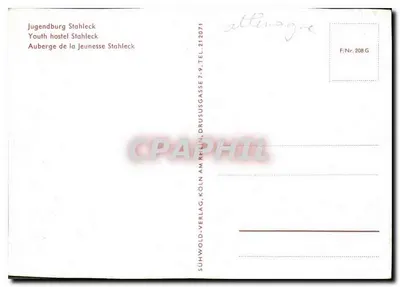 Jugendburg Stahleck — Castelo sobre o rio Reno — Sühwold-Verlag, Colônia — Verso