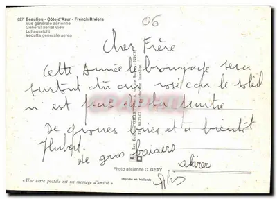 Beaulieu - Côte d'Azur — Ogólny widok z powietrza — Fotografia z powietrza C. GEAY — Rewers