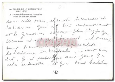 Vista geral de Nice — Castelo — Editor P.A. Nice, n° 3C — Verso