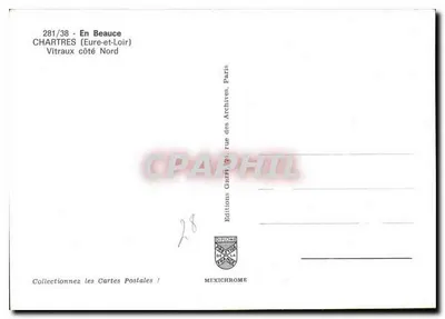 Chartres (Eure-et-Loir) — Witraże po stronie północnej — Éditions Graphiques des Archives, Paryż — Rewers