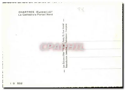 Chartres (Eure-et-Loir) — Katedra — Portal Północny — Wydawnictwo Sztuki 'VYON', Paryż — Rewers