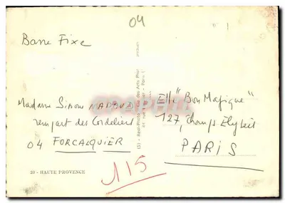 Forcalquier — Cabanons Pointus — éditeur Cap — Verso