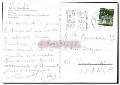 Baden-Baden — widok panoramiczny — FOTOPRINT Verlag A. Mauchinger — Rewers