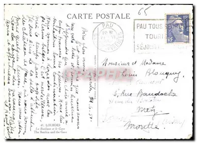Lourdes — Bazylika i Gave — Wydawnictwo Pauls au Bétyre, nr 41 — Rewers