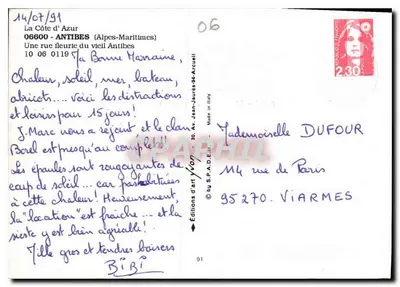Antibes — ulica kwitnąca w starym Antibes — Wydawnictwo Sztuki W Jon — Rewers