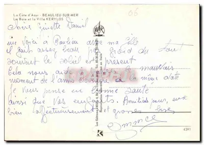 La Bahía y la Villa KERYLOS — Beaulieu-sur-Mer — Ediciones AMABO — Reverso