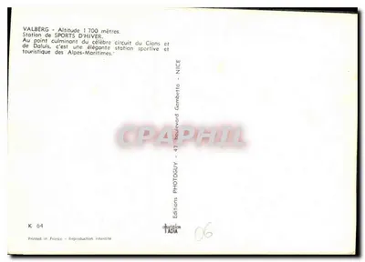 Valberg — Estação de esportes de inverno — Editions Photos Guy, Nice — Verso