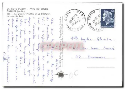 Cannes (A.M.) - O Quai Saint-Pierre e O Suquet — Edições de França — Verso