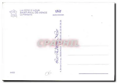 Fontaine — Saint-Paul-de-Vence — Les Éditions NICE — Verso