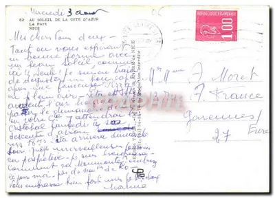 O Porto da Costa Azul — Nice — Edição Y. Duvivier, N° 62 — Verso