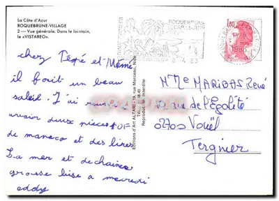 Roquebrune-Village — Ogólny widok z 'Vistareo' — Wydawnictwo Sztuki Altari, Nîmes — Rewers