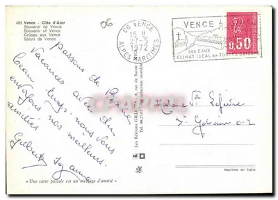 Vence — Półwysip Azorski — Wydawnictwo GILLITTA — Rewers