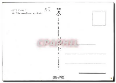 Crianças em trajes nissenses — Costa Azul — Edições d'Art Montlue, Nice — Verso