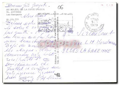 Antibes — Ansicht der Mauern und des Hafens — Éditions Y.P.A. de Nice — Rückseite