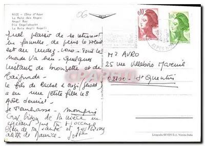 Widok z Baie des Anges w Nicei — Côte d'Azur — Litografia SEVEN S.r.l. Verona Włochy — Rewers