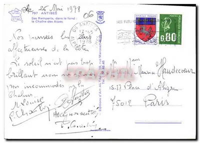 Antibes — I suoi Muri di Cinta, in lontananza: la Catena delle Alpi — Edizioni d'Arte Al Taiti — Verso