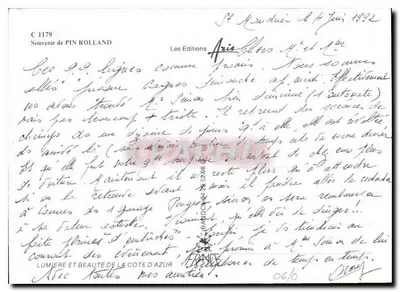 Pin Rolland — Vista panorámica y playa — Les Éditions Aris Béliers — Reverso