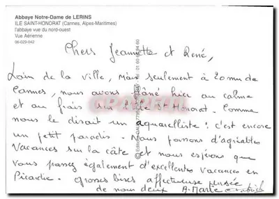 Abbaye Notre-Dame de LERINS — ILE SAINT-HONORAT (Cannes, Alpes-Maritimes) — Widok z powietrza — Éditions GAU 7795-029-042 — Rewers