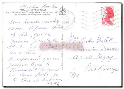 La Turbie — Panoramablick, Statue des Kaisers Augustus und Denkmal — Éditions MAR — Rückseite