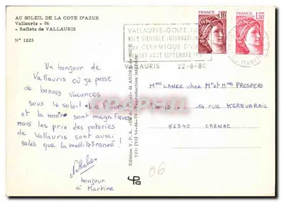 Vallauris — Souvenir de Vallauris — Wydawnictwo Y.P.A. n° 1225 — Rewers