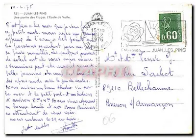 Juan-les-Pins — Uma parte das Praias. A Escola de Vela — Edições d'Air Montluçon — Verso