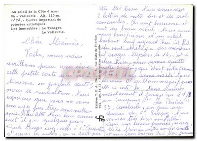 Vallauris — Centro importante de cerâmicas artísticas — Edição Y. A. Nire — Verso
