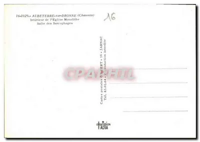 Aubeterre-sur-Dronne — Interior da Igreja Monolítica, Sala dos Sarcófagos — Cartas postais GILBERT - 16 - JARNAC — Verso