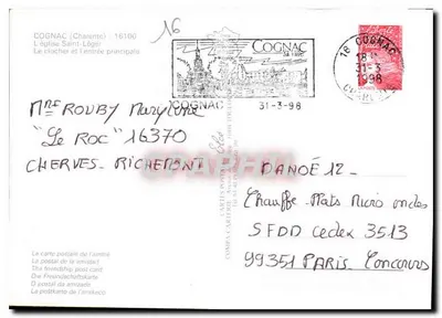 Cognac — A Igreja de São Léger — Editor Elcé, n°16 — Verso