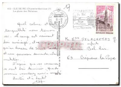 Phare des Baleines — Ile de Ré (Charente-Maritime) — éditeur ARTAUD frères, Nantes — Verso