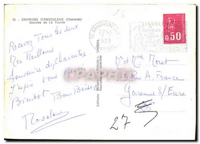 Fontes de La Touvre — Arredores de Angoulême — Edições Modernas Théodéjac — Verso