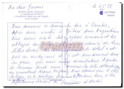 Saint-Pierre d'Angoulême — katedra i dzwonnica — Wydawnictwo Lecrieu, nr 160076 — Rewers