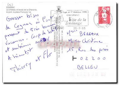 Cognac — Château, pont et place François — Édition Marcel Marcou — Rewers