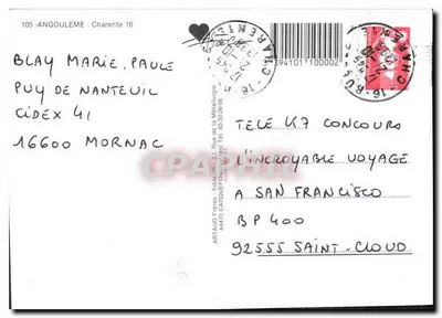 Angoulême — widok panoramiczny z zabytków — Wydawnictwo Art/Aud Frères — Rewers