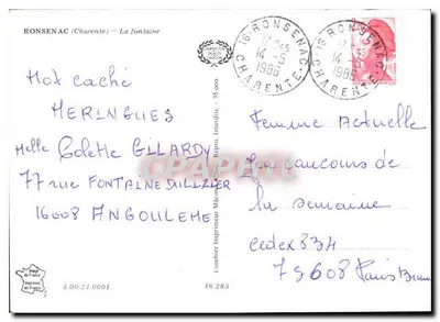 Ronsenac (Charente) — La fontana — Editore Combier — Verso