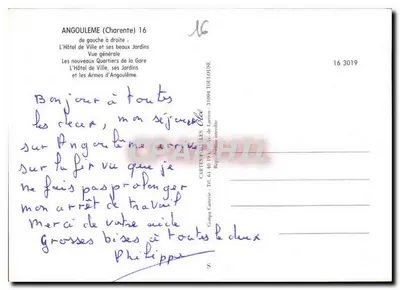 Angoulême — Souvenir d'Angoulême — Editor Elée, n° 16 3019 — Verso