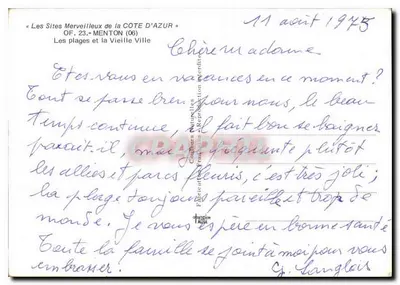 Menton — De stranden en de Oude Stad — Uitgever: Fédération Française de Réplication Aérienne — Achterkant