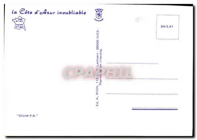 Côte d'Azur — zonsondergang met palmboom — Ed. A. Rion, Nizza — Achterkant