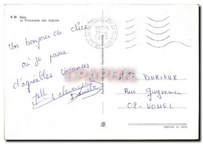 Nizza — La Promenade des Anglais — Stampa in Italia — Verso