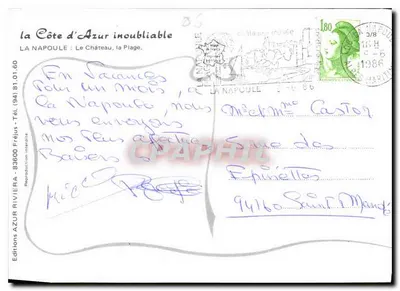 La Napoule — Zamek, plaża — Wydawnictwo La Napoule — Rewers