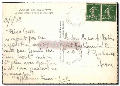 Touët-sur-Var — O velho vilarejo em encosta de montanha — Edições d'Art Marinel — Verso