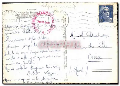 Estação do col de la Croix — Pont-St-Louis — Editor Estel n°1774 — Verso