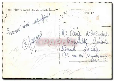 Monte-Carlo — O Monte-Carlo Beach — Edições FRANK, n° 005 — Verso