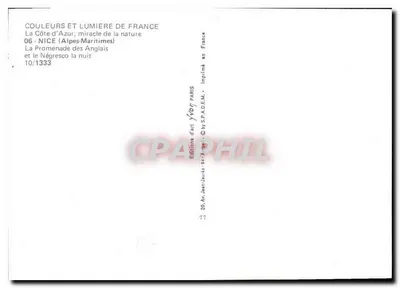NICE - O Négresco à noite — Éditions d'art Yvon, série 10/1333 — Verso