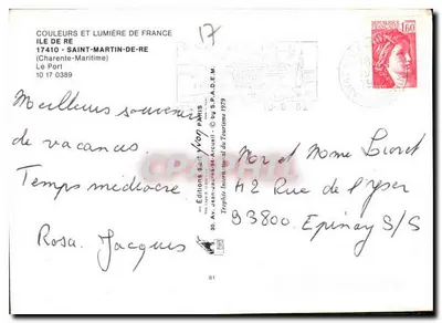 Port w Saint-Martin-de-Ré — widok portu z jachtami — Éditions Jean-Jourdes d'Arcueil — Rewers